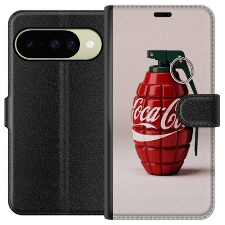 Kompatibel Tegnebogsetui til Google Google Pixel 10 Kunstnerisk illustration af Coca Cola granatæble i rødt og grønt, pop art inspireret motiv med