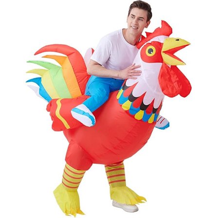 Oppustelig Kylling Kostume Halloween Ride-on Hane Voksen Kostume Sjov Cosplay Kostume til Fødselsdag Julefest