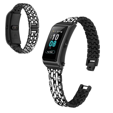 strass rostfritt stål klockarmband för Huawei TalkBand B5 - svart / vit