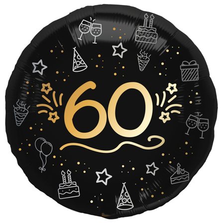 Rund Folieballon Sort 60 år