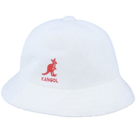 Kangol - Vit bucket Hatt - Big Logo Casual White Bucket @ Hatstore