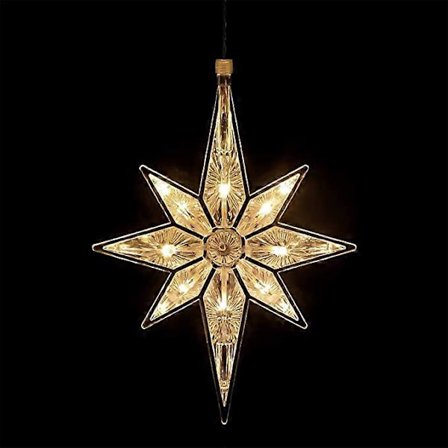 Kongque 10,8 tommer Betlehem Jul Vindusstjerne Lys Plast Belyst Stjerne Tretopp Dekorasjon Store Hengende Stjerner Jul Vinduslys LED_MGF