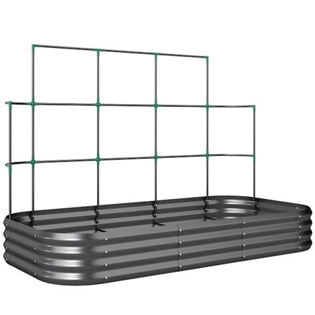 Højbed med espalier, galvaniseret metal, 220x110x150 cm