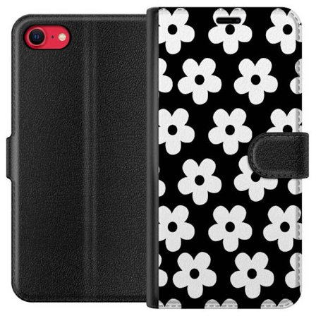 Yhteensopiva Lompakkokotelo Apple Apple iPhone 7 Mustavalkoinen kukkakuvio minimalistisessa skandinaavisessa muotoilussa, jossa voimakas kontrasti ja
