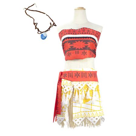 Vuxen Damkostym Moana Prinsessa Finfräsch Cosplay Outfit Halloween Halsband M