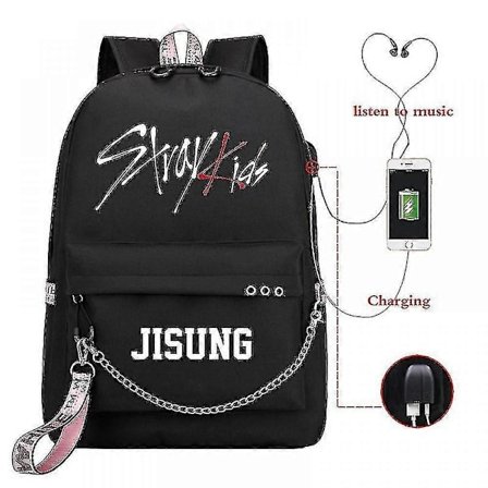 Stray Kids USB Ryggsäck Koreansk Stil Felix Bokväska Tillbaka Till Skolan Pojkar Flickor Fans Presentväska Mochila