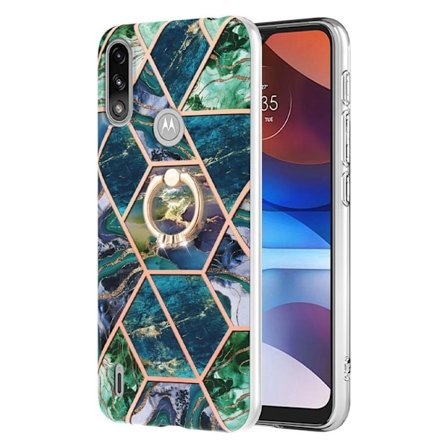 Marmormotiv Motorola Moto E7i Power / Motorola Moto E7 Power skal - Blå/Grön