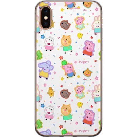 Kompatibelt Mobildeksel til Apple iPhone XS Fargerike tegneserie dyrekarakterer i en leken stil med stjerner og prikker på en lys bakgrunn