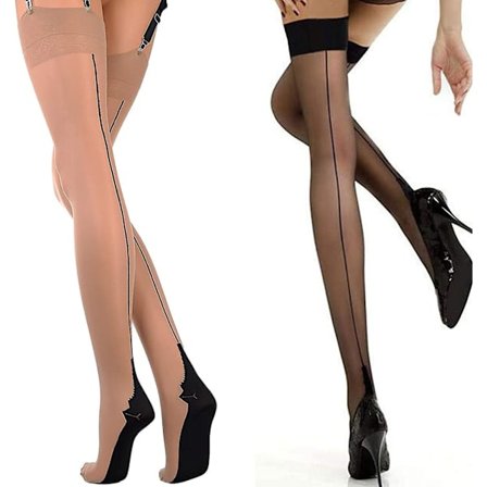 2 Par Hold Ups Strømper Med Bag Søm Blonde Silke Lårhøje Strømper Til Kvinder Anti Sex
