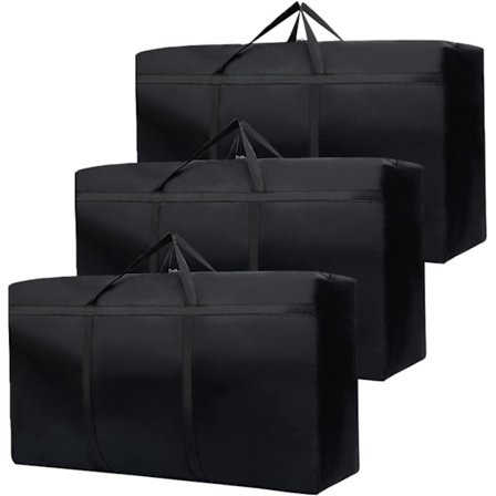 3-pakke 180L Store Oppbevaringsposer, Sterke Emballasjekasser for Flytting, Store Flyttekasser for Klær, Dyner, Sengetøy, Flytting