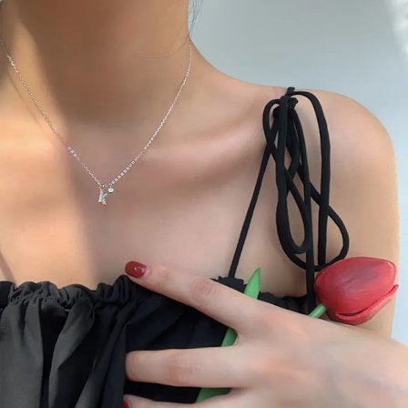 925 Sterling Silver Bokstav Halsband Glänsande Zirkon Bokstav Hänge Kedja Ditt Namn Halsband Bröllop Smycken Födelsedagspresent