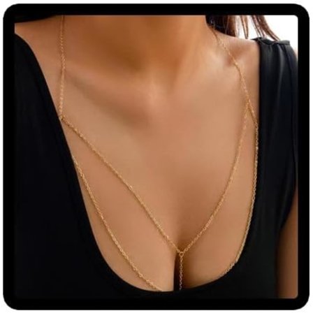 Bikini BH Kropskæde y Kryds Brystkæde Lingeri Halskæde Tilbehør Natklub Smykker Justerbar til Kvinder Guld