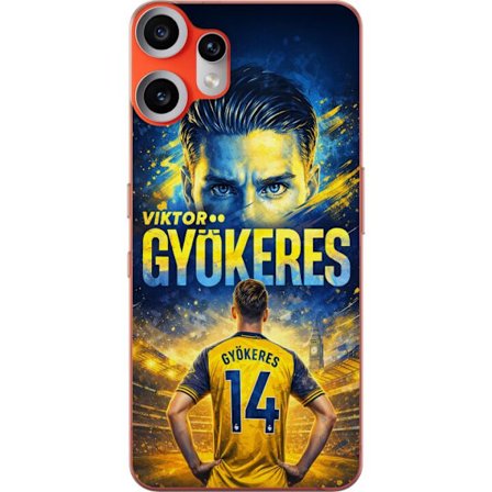 Yhteensopiva Puhelinkuori Nothing Nothing CMF Phone 2 Pro Viktor Gyökeres jalkapallojuliste keltaisella ja sinisellä värimaailmalla, dramaattinen s