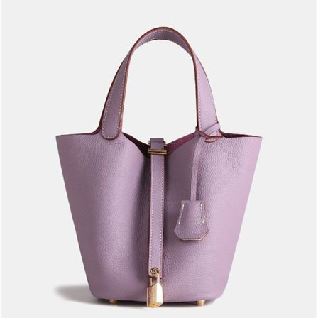 Stor lyslilla ko-skind spandtaske i ægte læder med lychee-mønster, perfekt til pendling-XF12-