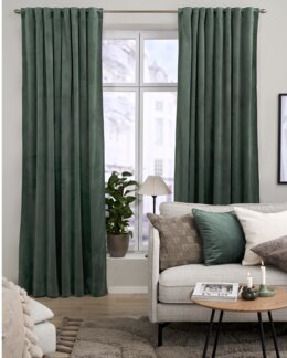 Yhdistelmänauhaverho yksivärinen sametti 2/pak Vihreä