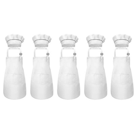 10 stk Barneforkle og Kokkehattsett Justerbar Barneforkle for Matlaging og Maling