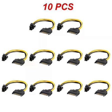 2023 NY 15-pin SATA-strøm til 6-pin PCI Express-adapterkabel Strømforsyningskabel 20CM Grossist GPU-kort Strømadapterkabel