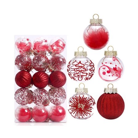 30 stk røde og gull julekuler til juletrepynt 6c