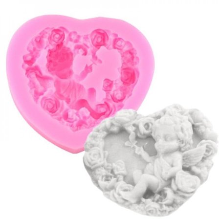 Ny hjärtformad Angel Baby Silikon form