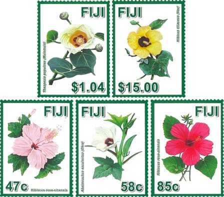 Fiji - Hibiscus blomster - Postfrisk sæt 5v