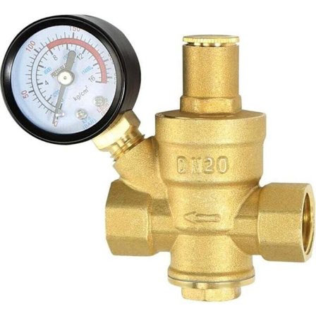 Messing Vandtryksreducer DN20 3 4 Tommer med Måler Trykbegrænser Regulator Kompatibel med Vandingssystemer