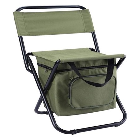 Fiskestol med kylväska, kompakt fiskepall hopfällbar campingstol