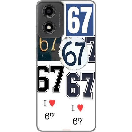 Kompatibel Mobilcover til Motorola Motorola Moto E14 67 meme vintage numre kollage retro 6-7 nummer klassisk typografi vintage design