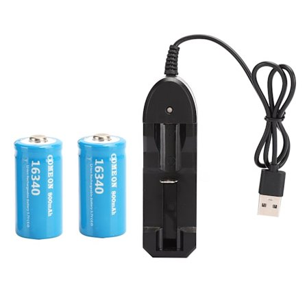 16340 Blå Lithium Batteri 800mahx2 med Enkelt Lader Sæt Hjemme Audio Tilbehør