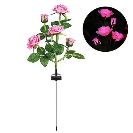 5 LED Solcelledrosestager Lys Udendørs Have Sti Lysende Lamper Pink