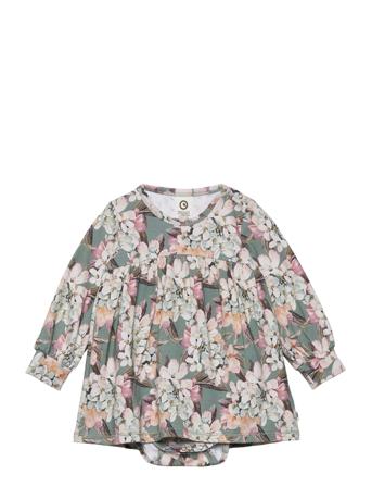 Hydrangeas Dress Body Dresses & Skirts Dresses Baby Dresses Long-sleeved Baby Dresses Multi/mønstret Müsli By Green Cotton