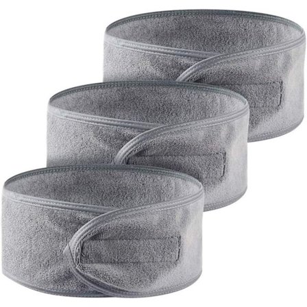 Vaskbart hår makeup pandebånd sort stribet pandebånd spa yoga sport makeup ansigtspleje sæt 3stk (grå)