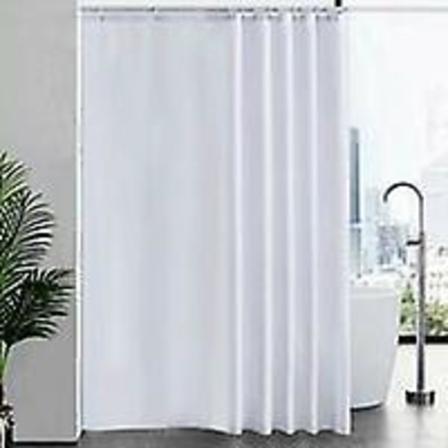 1 Stykke Vandafvisende Bruseforhæng i Polyester, Skimmelresistent, Vaskbar, Stor Bruseforhæng til Badeværelse eller Bad, Hvid 200x220cm
