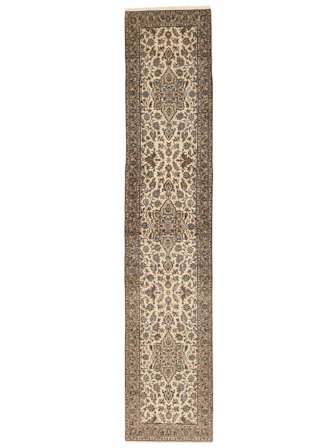 Keshan Fine Matot Käsinsolmittu 95X467 Käytävämatto Matto Ruskea/Oranssi Persia/Iran