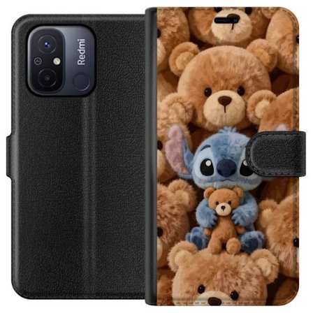 Kompatibel Tegnebogsetui til Xiaomi Redmi 12C Stitch omgivet af brune teddybjørne med en lille teddybjørn i armene i en sød og hyggelig kawaii-design