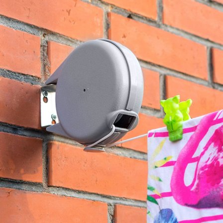 Lang, 12m indtrækkelig tørresnor til tøj, meget robust og holdbar tørrestativ, automatisk indtrækkelig mekanisme, nem installation på væggen