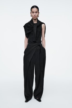 COS Damen Fliessende Hose Mit Wickelfront - Blau