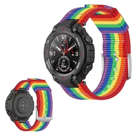 Amazfit T-Rex nylon weave watch band - Rainbow Color