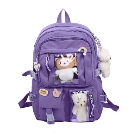 Skolryggsäck Söta bärbara ryggsäckar Student bokväska Nylon Casual resväskor för tonårsflickor, kvinnor, damer Purple