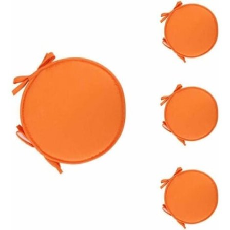 Set med 4 runda stolsdynor för matbord och matstolar med dragsko 38cm orange--.pa