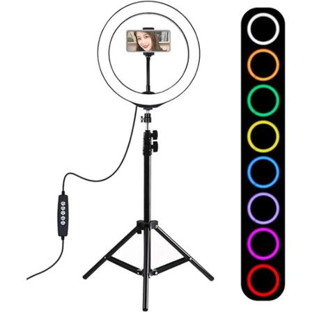 LED-ringljus, bärbar metallfotografering LED-ringfyllningsljus med stativ, dimbar LED-belysning för inomhusfyllningsljus, porträtt, mode