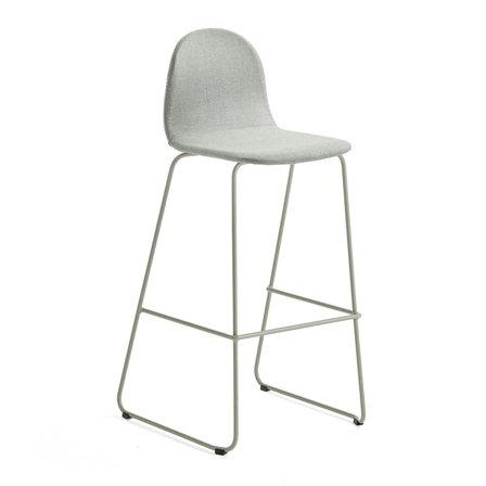 Bar chair GANDER, skid base, seat height: 790 mm, fabric, green grey