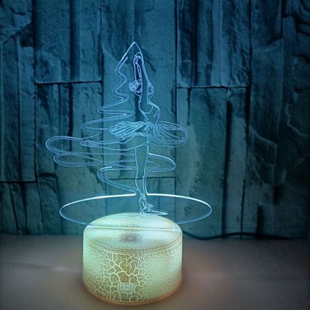 Konstnärlig Gymnastik 3D Nattlampa, 7 Färger som Ändras med Till