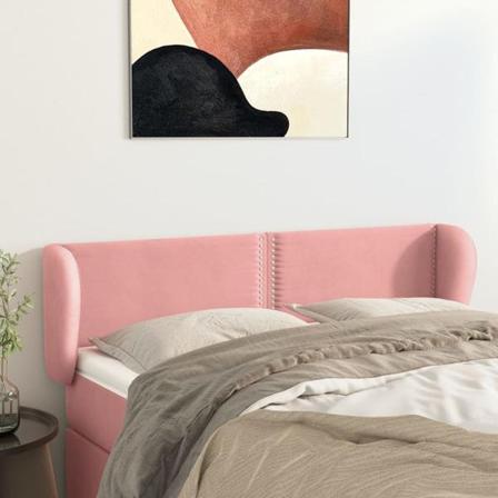 Vidaxl Huvudgavel Med Kanter Rosa 147x23x78/88 Cm Sammet Rosa