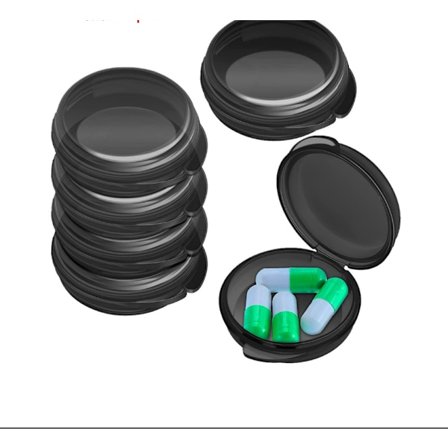 (Sort) 6 stk. bærbar lille pilleæske til daglig pung - Mini rejsepilleæske