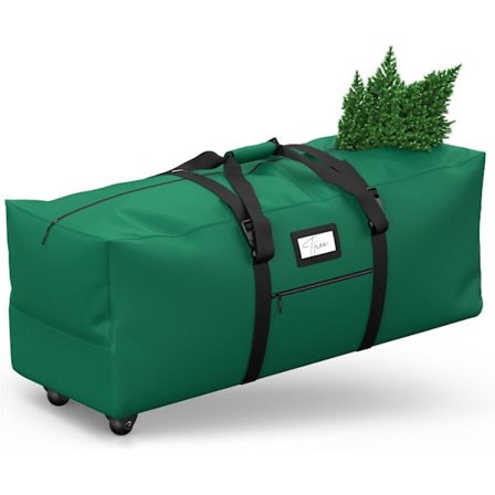Rullende opbevaringspose til juletræ, passer til kunstige juletræer på op til 9 fod. Ekstra stor opbevaringsbeholder med hjul og håndtag. Agains