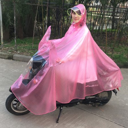 Tram regnfrakke elbil enkelt motorcykel cykel batteribil voksen transparent mænd og kvinder rideponcho (pink)