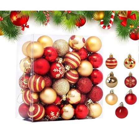 Julekugler, 50 stk., Matte, Skinnende, Juletræspynt Julekugler med Snor til Juledekoration, Bryllup, Fødselsdagsfest