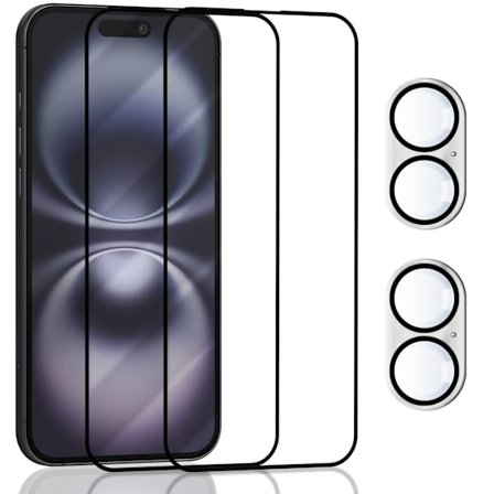 2-Pack Iphone 16 5G Skärmskydd & 2-Pack linsskydd - Härdat Glas 9H - Super kvalitet 3D