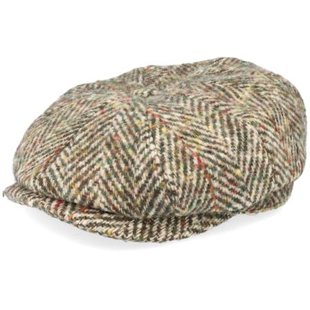 Stetson - Verde flatcap Gorra - Hatteras Herringbone Olive Flat Cap @ Hatstore