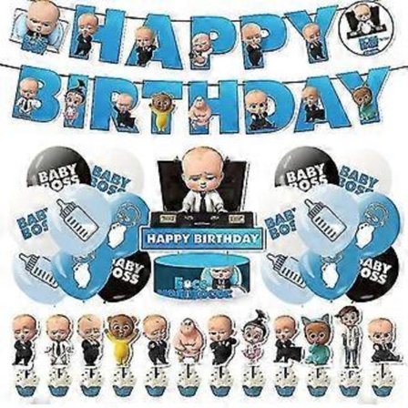Baby Boss Födelsedagsfest Dekorationer, Grattis på födelsedagen Banner Tårtdekorationer Ballonger Set_SSDLV Högkvalitativa Philipa Gåvor